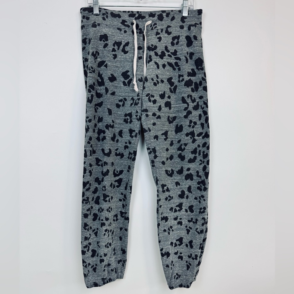 Monrow Gray & Black Leopard Print Sweatpants